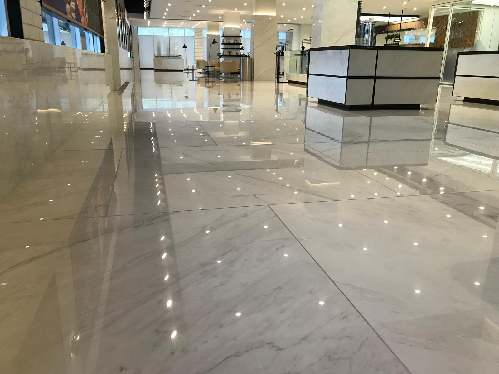 Commercial tile and flooring installation in Vancouver office showing high-traffic durability